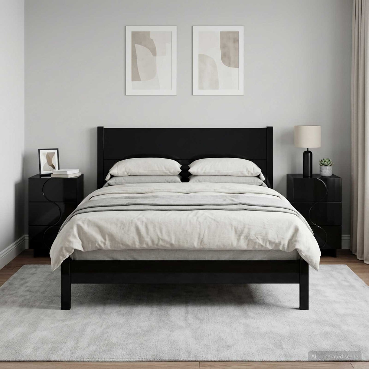 vidaXL Κομοδίνο 2 pcs Μαύρο 33,5 x 34,5 x 60 εκ. Επεξεργασμένο Ξύλο
