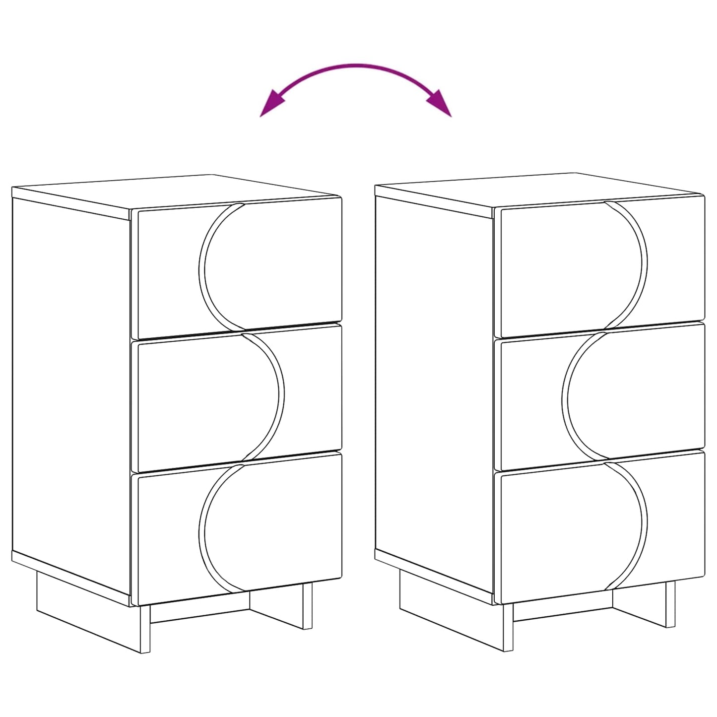 vidaXL Κομοδίνο 2 pcs Μαύρο 33,5 x 34,5 x 60 εκ. Επεξεργασμένο Ξύλο