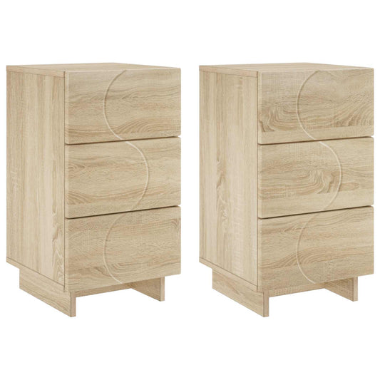 vidaXL Κομοδίνο 2 τεμ. Sonoma δρυς 33,5 x 34,5 x 60 εκ.