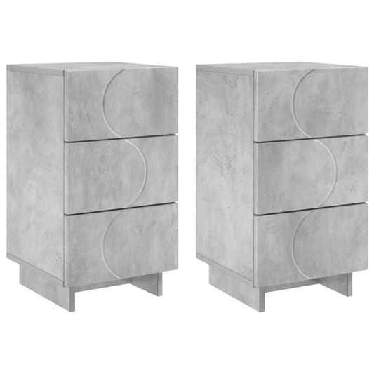vidaXL Κομοδίνο 2 τεμ. Γκρι Σκυροδέματος 33,5 x 34,5 x 60 εκ.