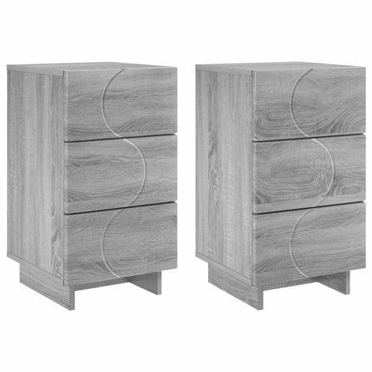 vidaXL Κομοδίνο 2 τεμ. Γκρι Sonoma 33,5 x 34,5 x 60 εκ.