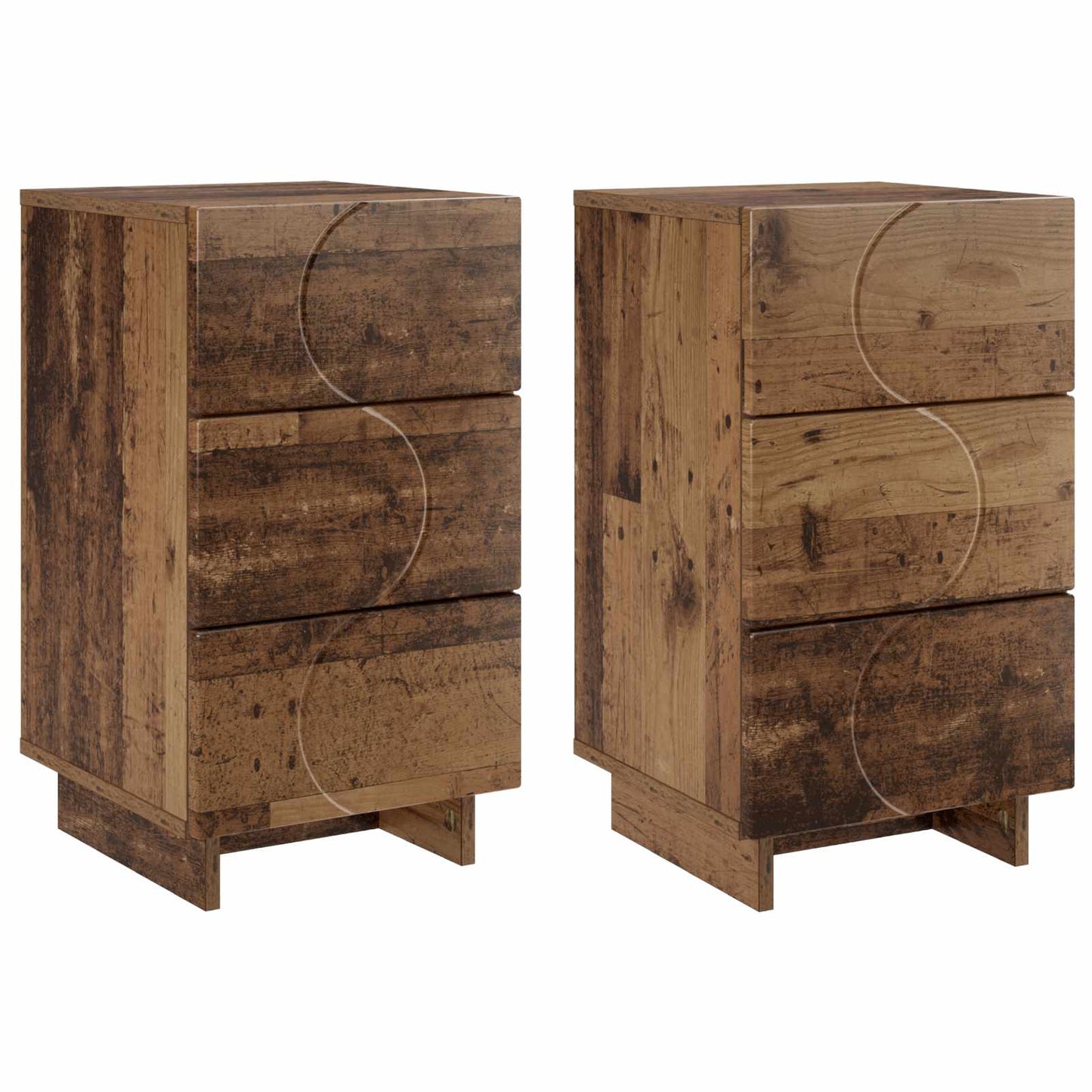 vidaXL Κομοδίνο 2 τεμ. Παλαιωμένο ξύλο 33,5 x 34,5 x 60 εκ.