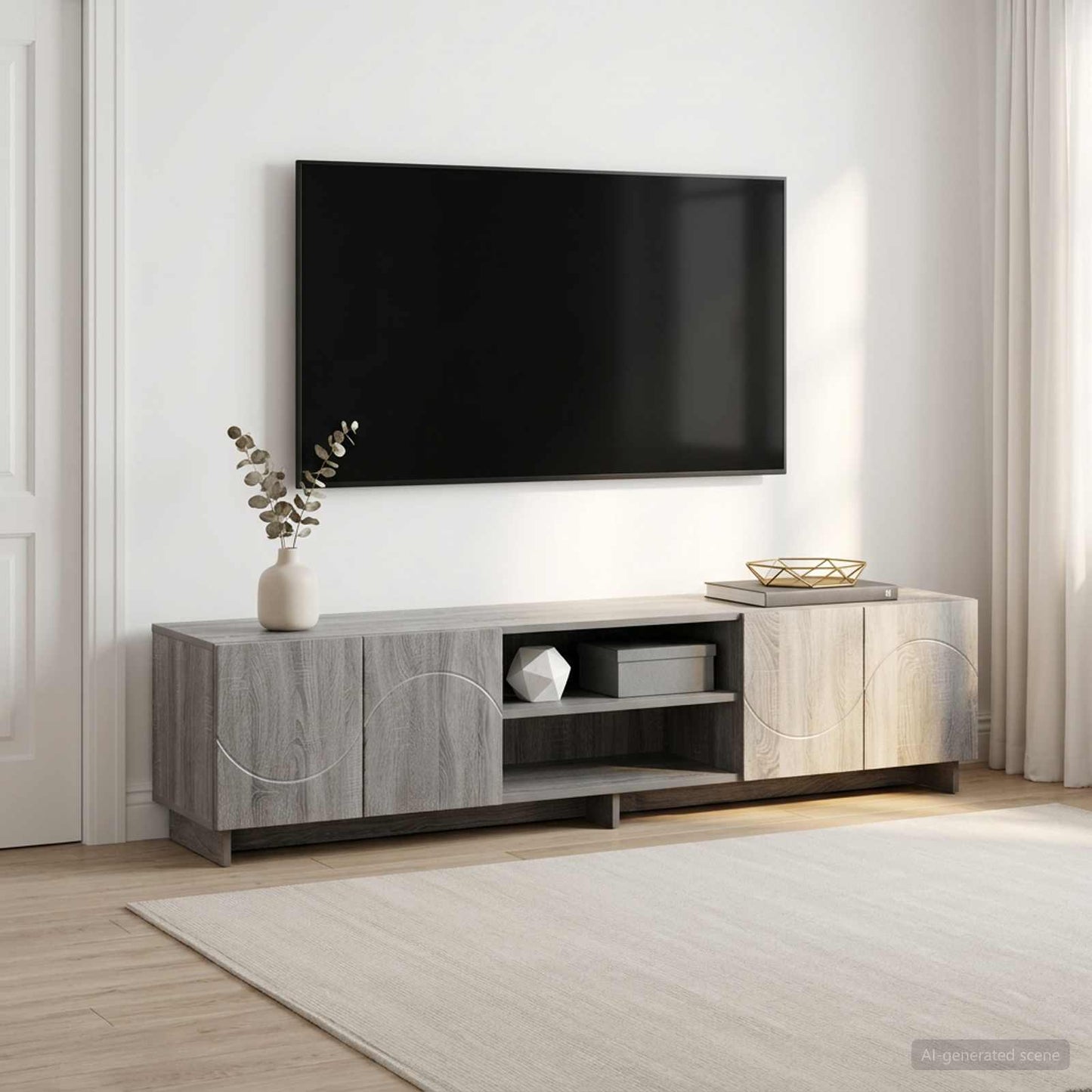 vidaXL Βάση TV 180 x 34,5 x 40 εκ. Γκρι Sonoma Επεξεργασμένο Ξύλο
