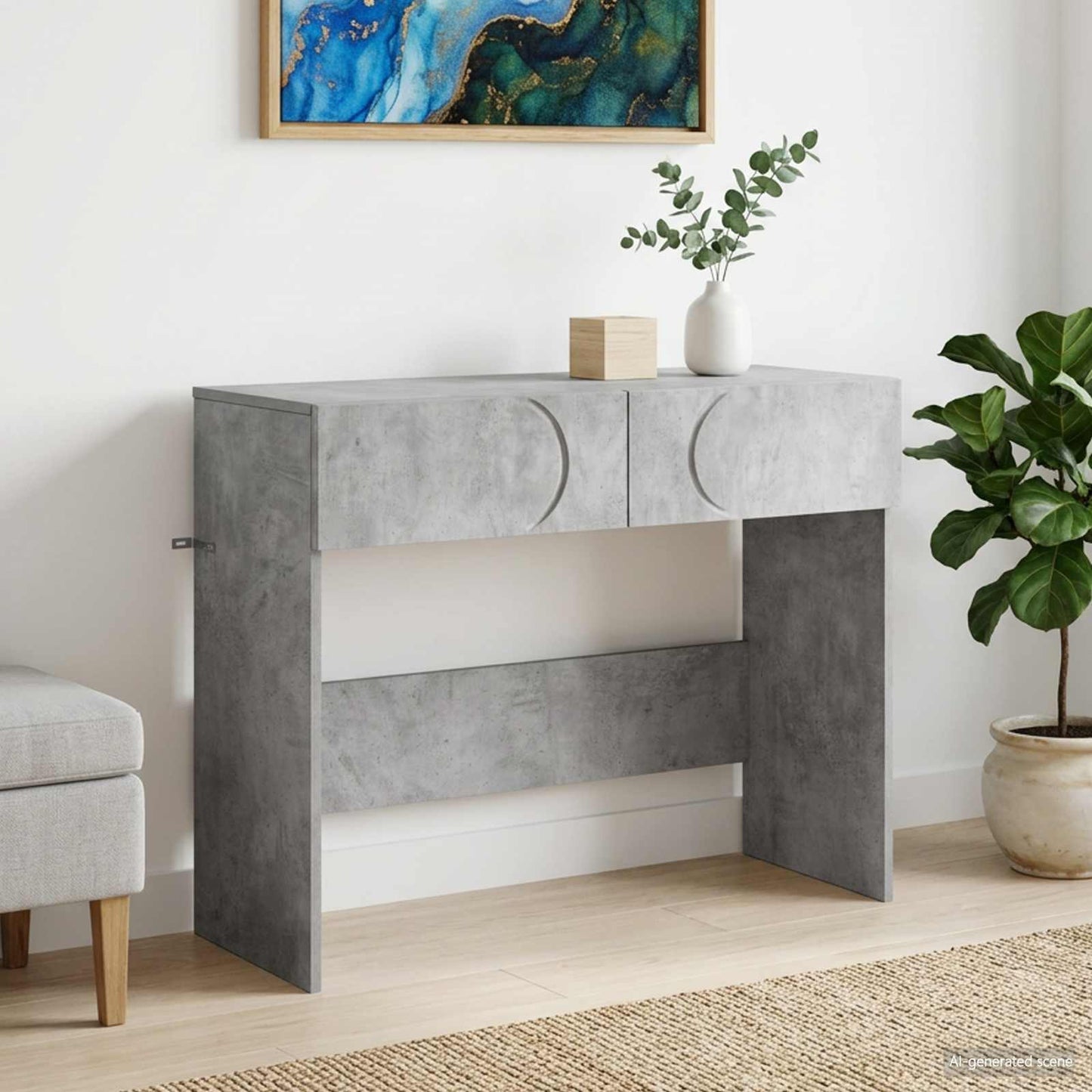 vidaXL Τραπέζι κονσόλας Γκρι Σκυροδέματος 96,5 x 38 x 75 εκ.