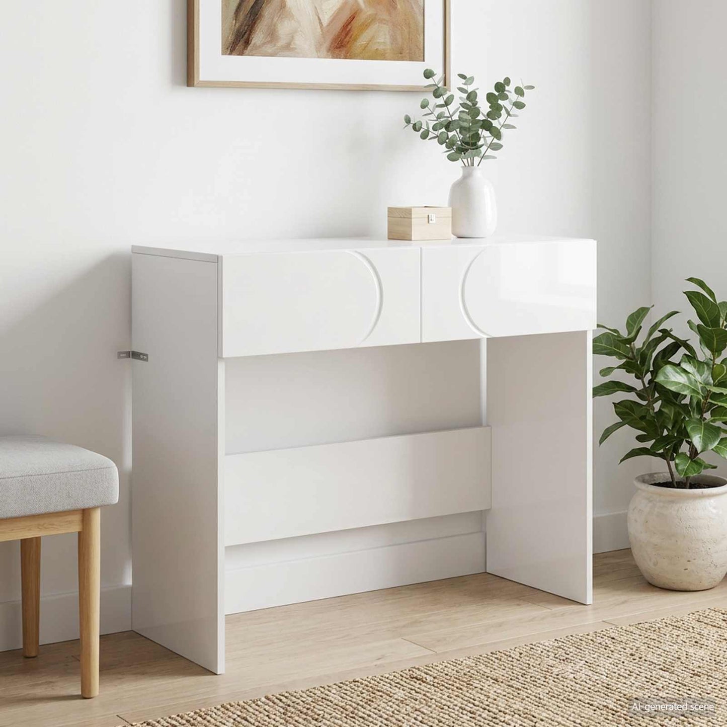 vidaXL Κονσόλα Γυαλιστερό Λευκό 96,5 x 38 x 75 εκ. Επεξεργασμένο ξύλο