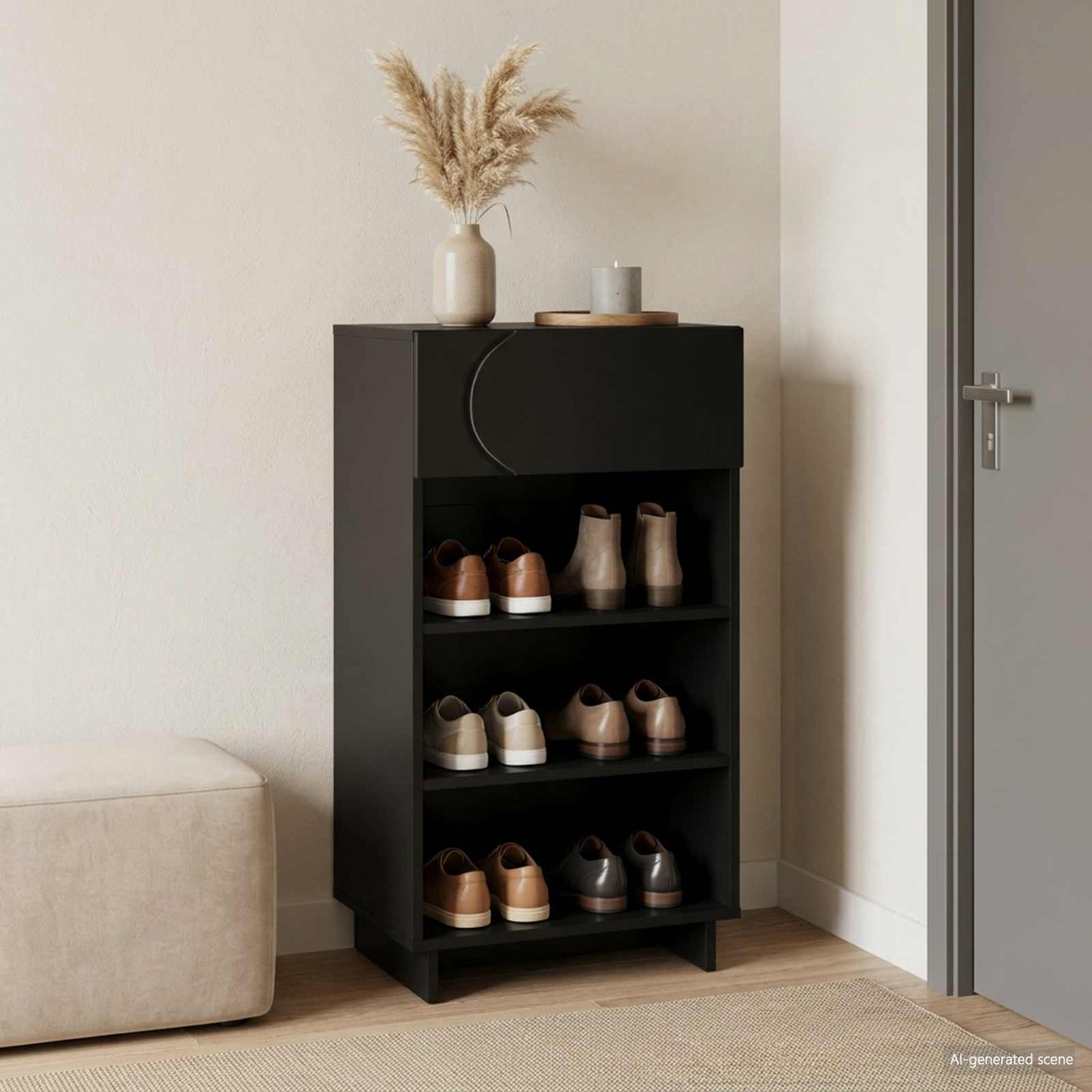 vidaXL Ντουλάπα Παπουτσιών 48 x 38 x 87,5 εκ. Επεξεργασμένο Ξύλο Μαύρο