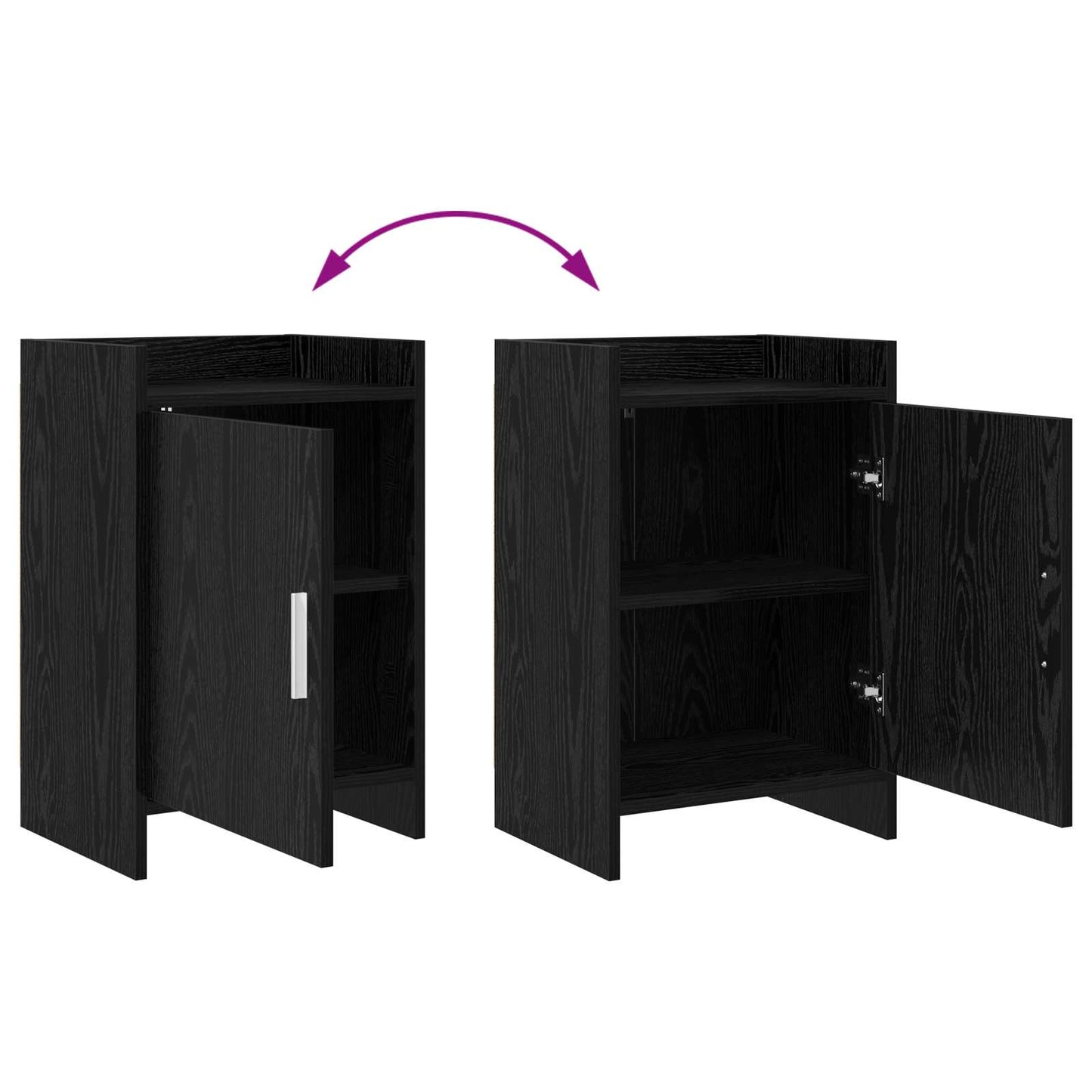 vidaXL Κομοδίνα Μαύρη Δρυς 40 x 30 x 60 cm Επεξεργασμένο Ξύλο