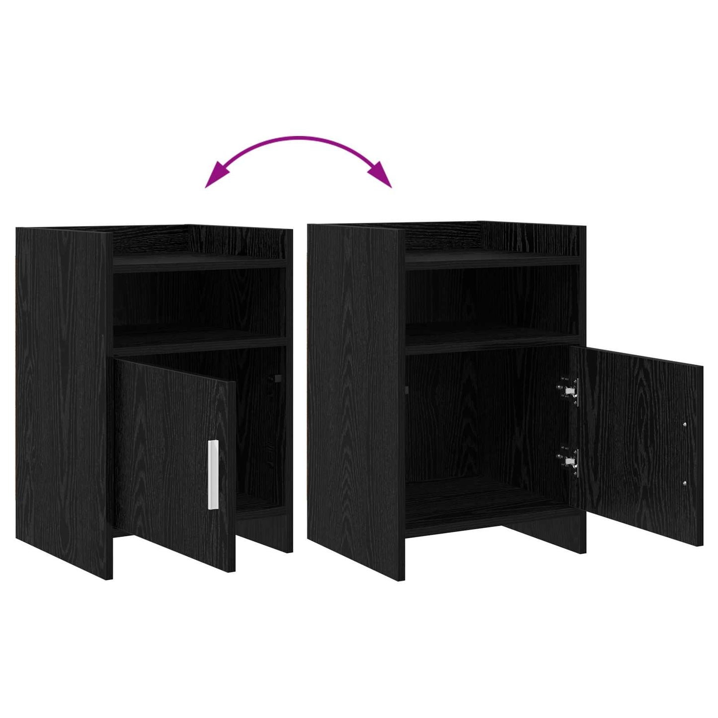 vidaXL Κομοδίνα Μαύρη Δρυς 40 x 36 x 60 εκ Επεξεργασμένο Ξύλο