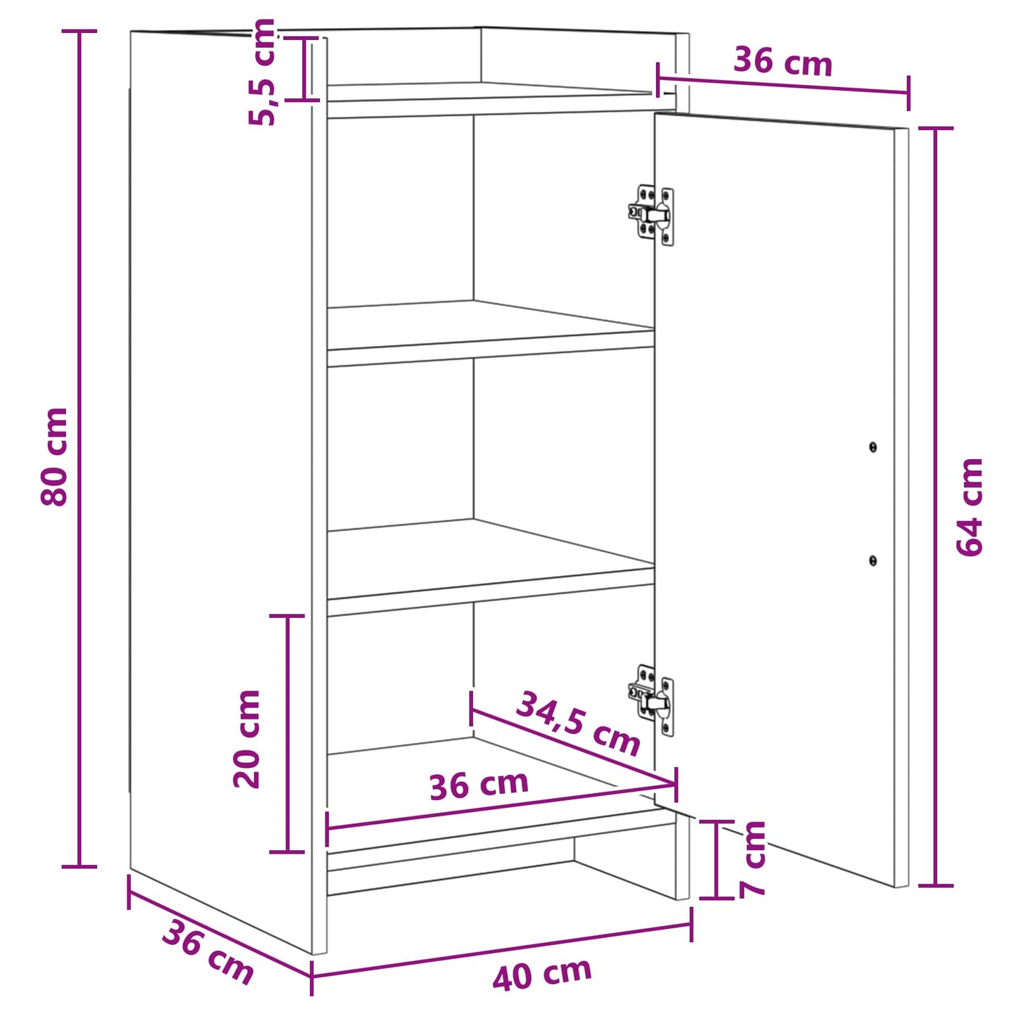 vidaXL Πλαϊνό γραφείο Γκρι Σκυροδέματος 40 x 36 x 80 εκ