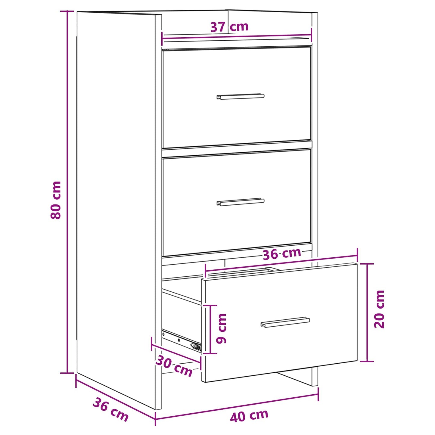 vidaXL Πλαϊνό γραφείο Παλαιωμένο ξύλο 40 x 36 x 80 εκ