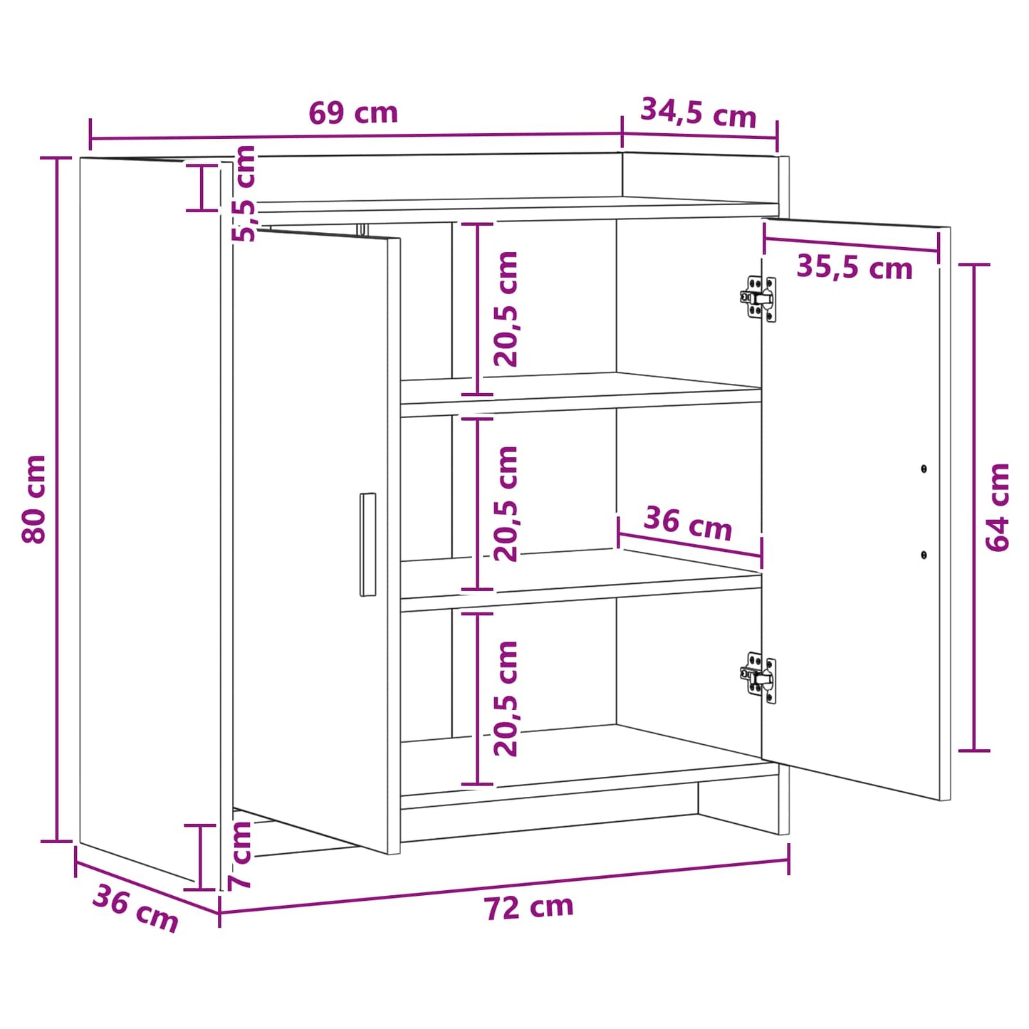 vidaXL Πλαϊνό γραφείο Γκρι Σκυροδέματος 72 x 36 x 80 εκ.