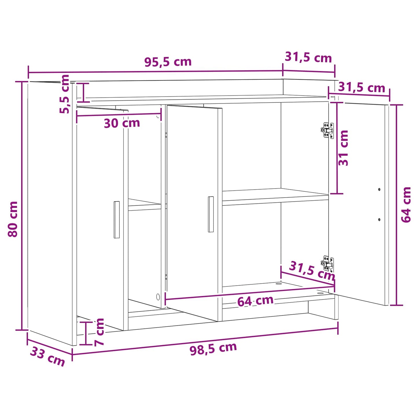 vidaXL Πλαϊνό γραφείο Παλαιωμένο ξύλο 98,5 x 33 x 80 εκ