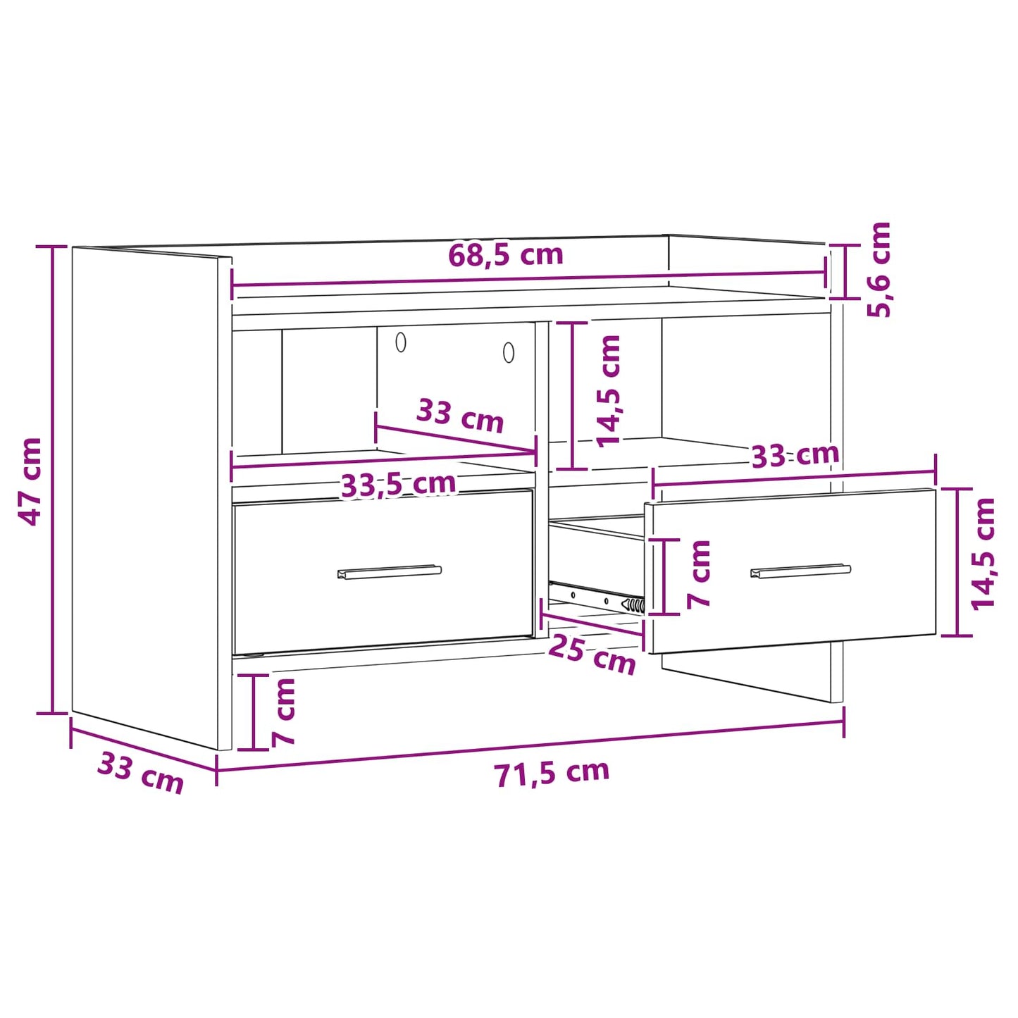 vidaXL Ντουλάπι TV 71,5 x 33 x 47 εκ. Παλαιωμένο ξύλο