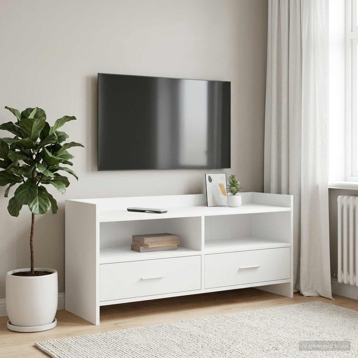 vidaXL Ντουλάπι TV 100 x 33 x 47 εκ Λευκό Επεξεργασμένο Ξύλο