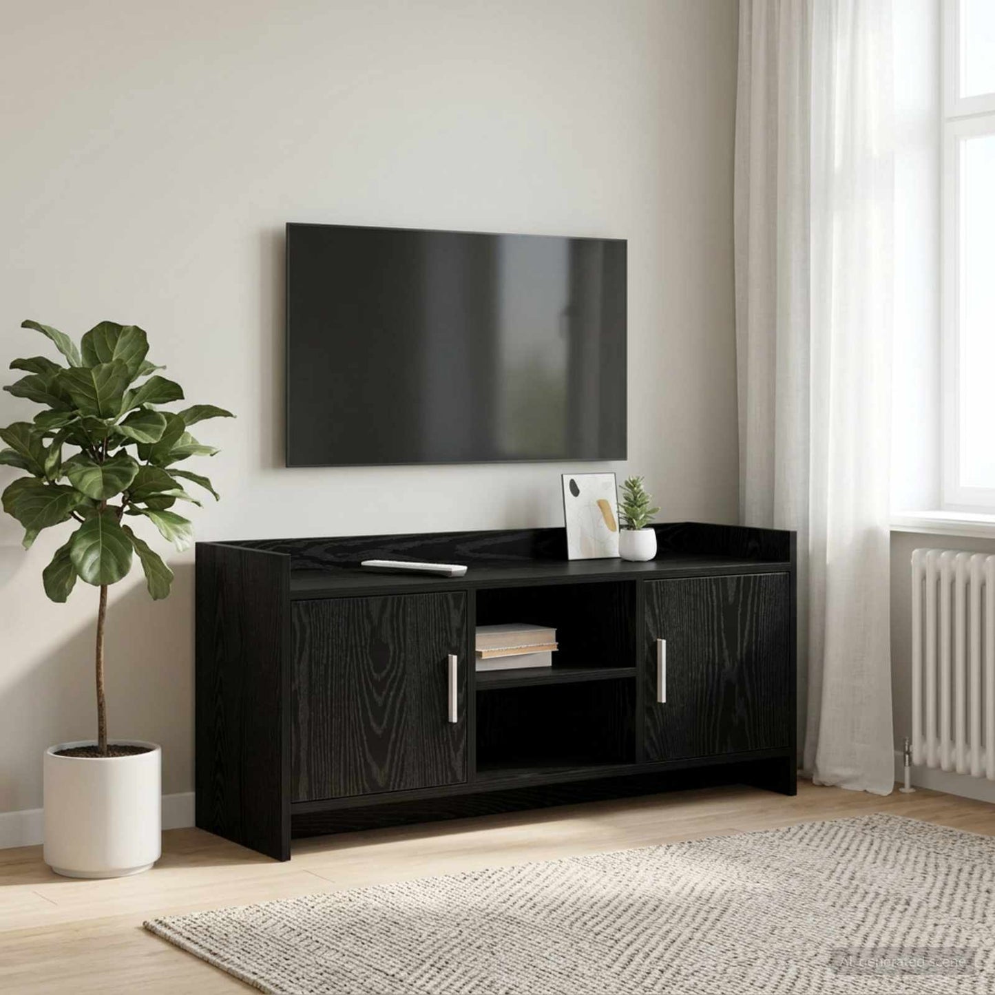 vidaXL Ντουλάπι TV 102 x 33 x 47 εκ Μαύρη Δρυς Επεξεργασμένο Ξύλο