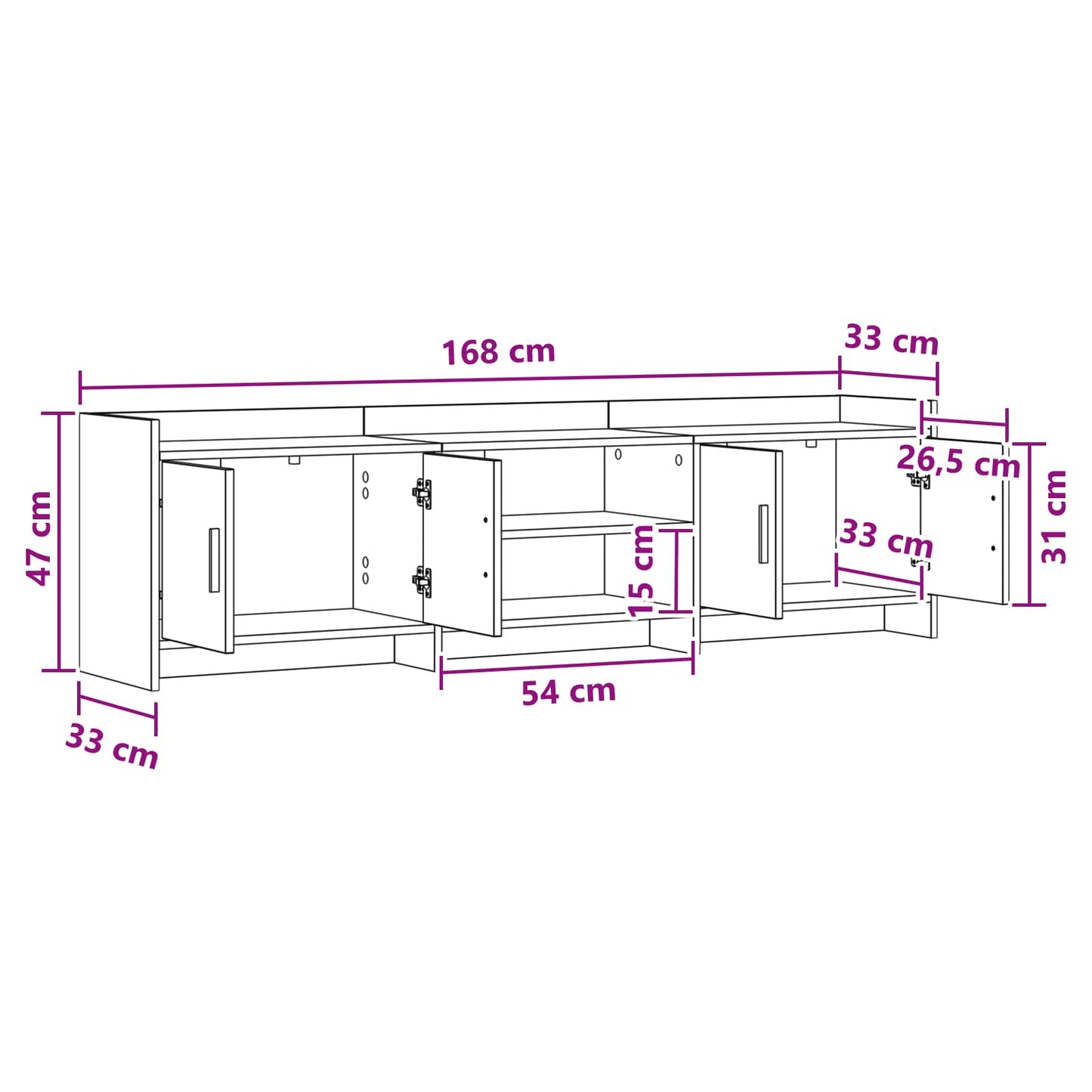 vidaXL Ντουλάπι TV 168 x 33 x 47 εκ. Παλαιωμένο ξύλο