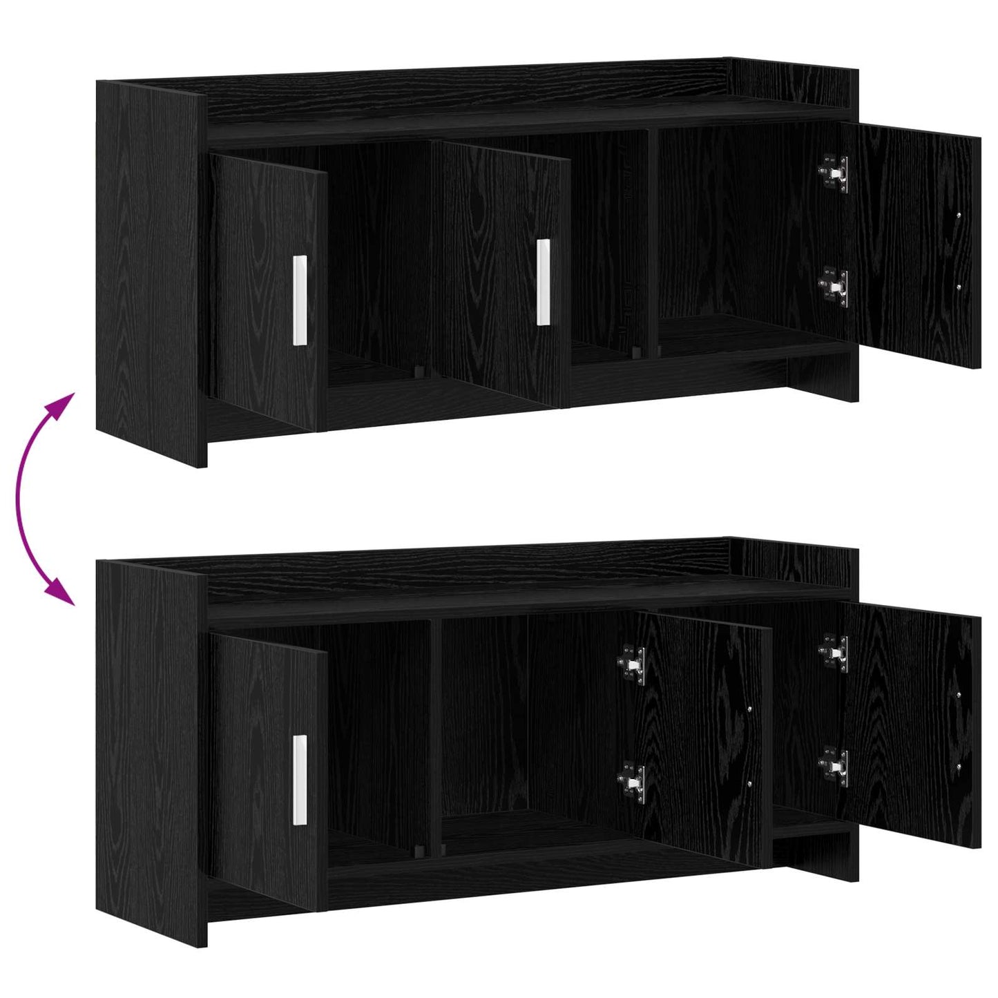 vidaXL Ντουλάπι TV 102 x 33 x 47 εκ Μαύρη Δρυς Επεξεργασμένο Ξύλο