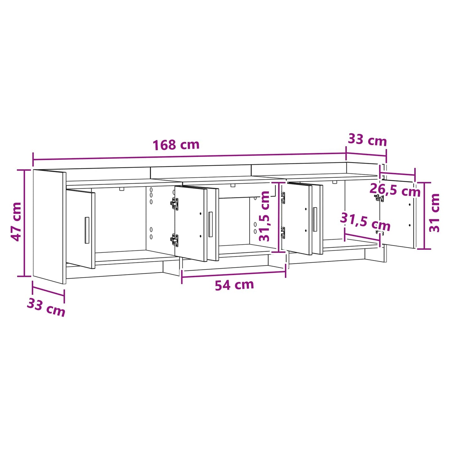 vidaXL Ντουλάπι TV 168 x 33 x 47 εκ. Παλαιωμένο ξύλο