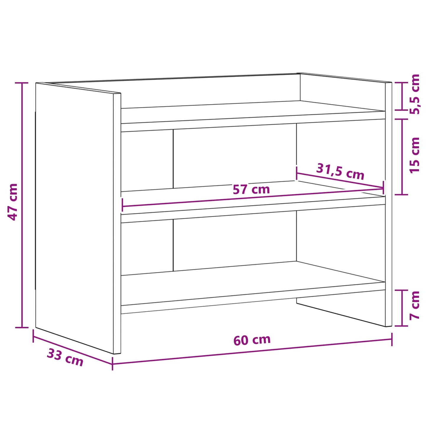 vidaXL Ντουλάπι TV 60 x 33 x 47 εκ. Γκρι Sonoma Επεξεργασμένο Ξύλο
