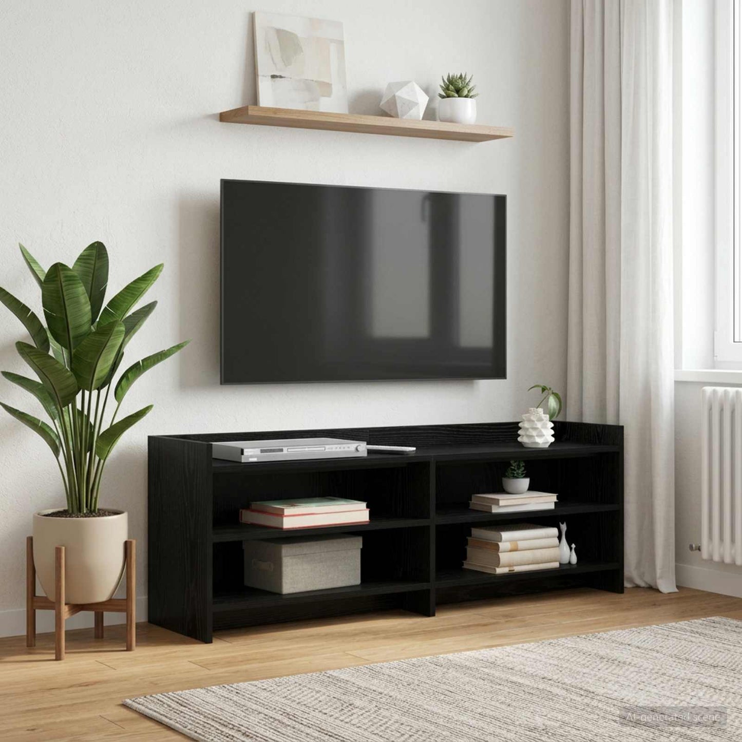 vidaXL Ντουλάπι TV 135 x 33 x 47 εκ. Μαύρη Δρυς Επεξεργασμένο Ξύλο