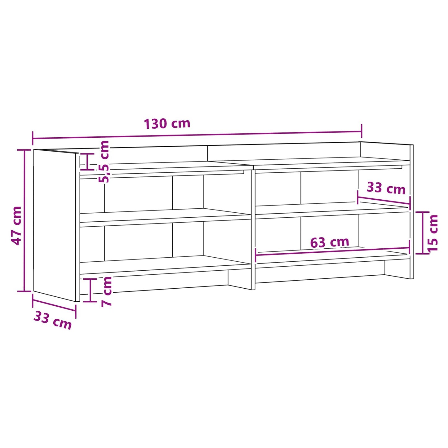 vidaXL Ντουλάπι TV 135 x 33 x 47 εκ. Γκρι Σκυροδέματος