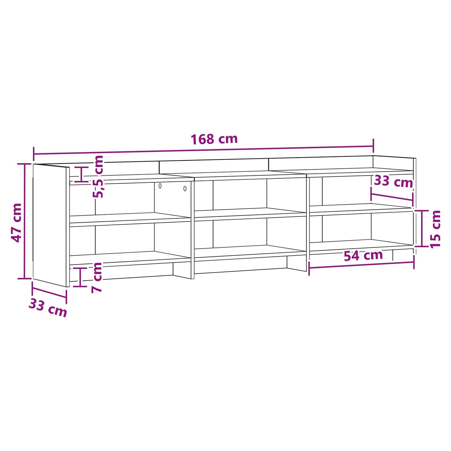 vidaXL Ντουλάπι TV 168 x 33 x 47 εκ. Γκρι Sonoma Επεξεργασμένο Ξύλο