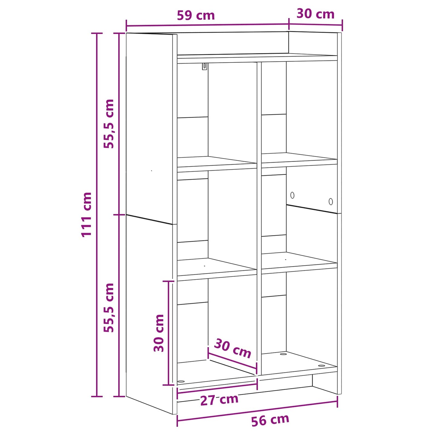 vidaXL Βιβλιοθήκη Γκρι Sonoma 59 x 30 x 111 εκ Επεξεργασμένο Ξύλο