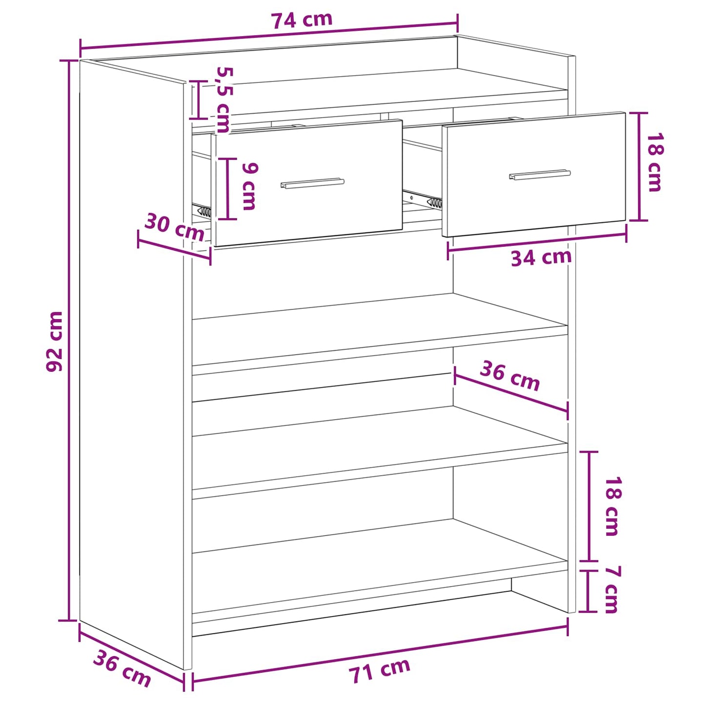 vidaXL Ντουλάπα Παπουτσιών Παλαιωμένο ξύλο 73,5 x 36 x 92 εκ