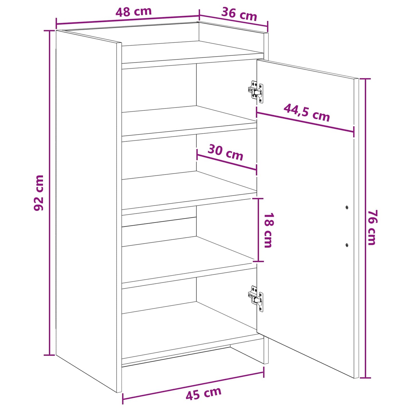 vidaXL Ντουλάπα Παπουτσιών Λευκό 48 x 36 x 92 εκ Επεξεργασμένο Ξύλο