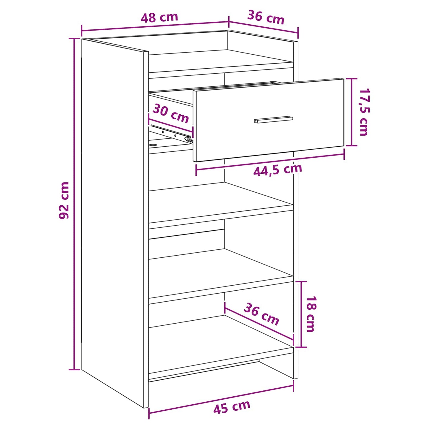vidaXL Ντουλάπα Παπουτσιών με συρτάρι Sonoma Δρυς 48 x 36 x 92 εκ