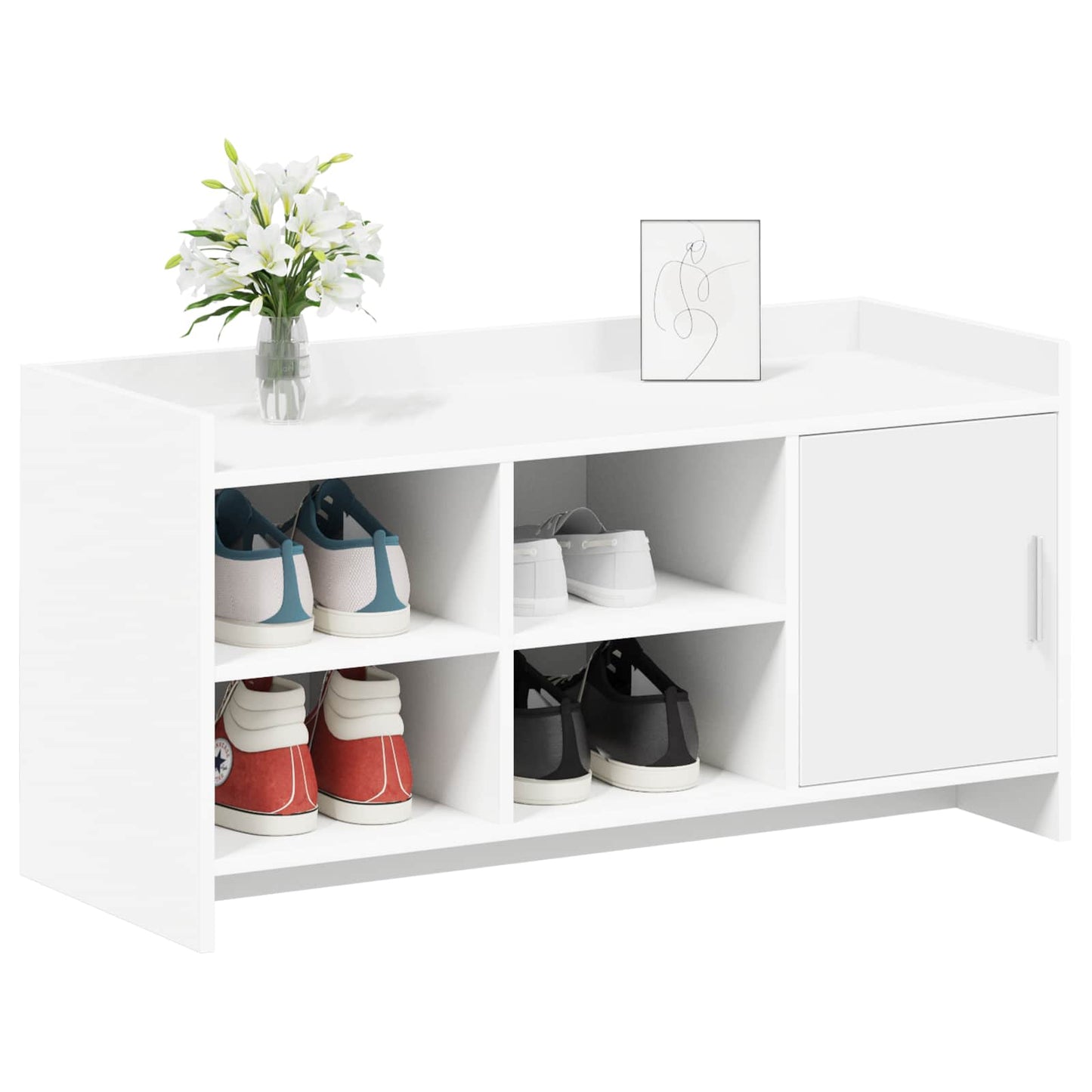 vidaXL Ντουλάπα Παπουτσιών Λευκό 100 x 39,5 x 51 εκ Επεξεργασμένο Ξύλο