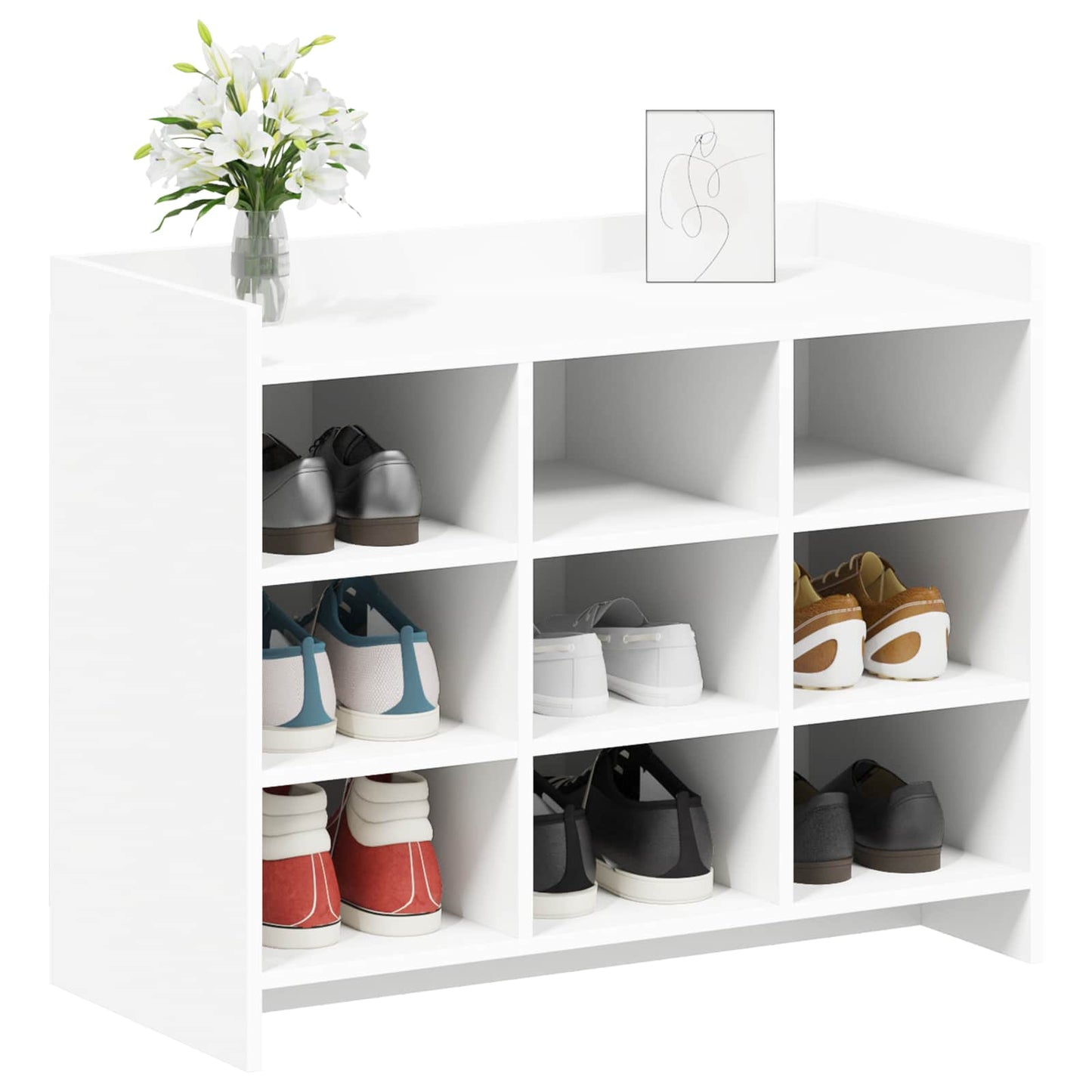 vidaXL Ντουλάπα Παπουτσιών Λευκό 85 x 39,5 x 70 εκ. Επεξεργασμένο Ξύλο