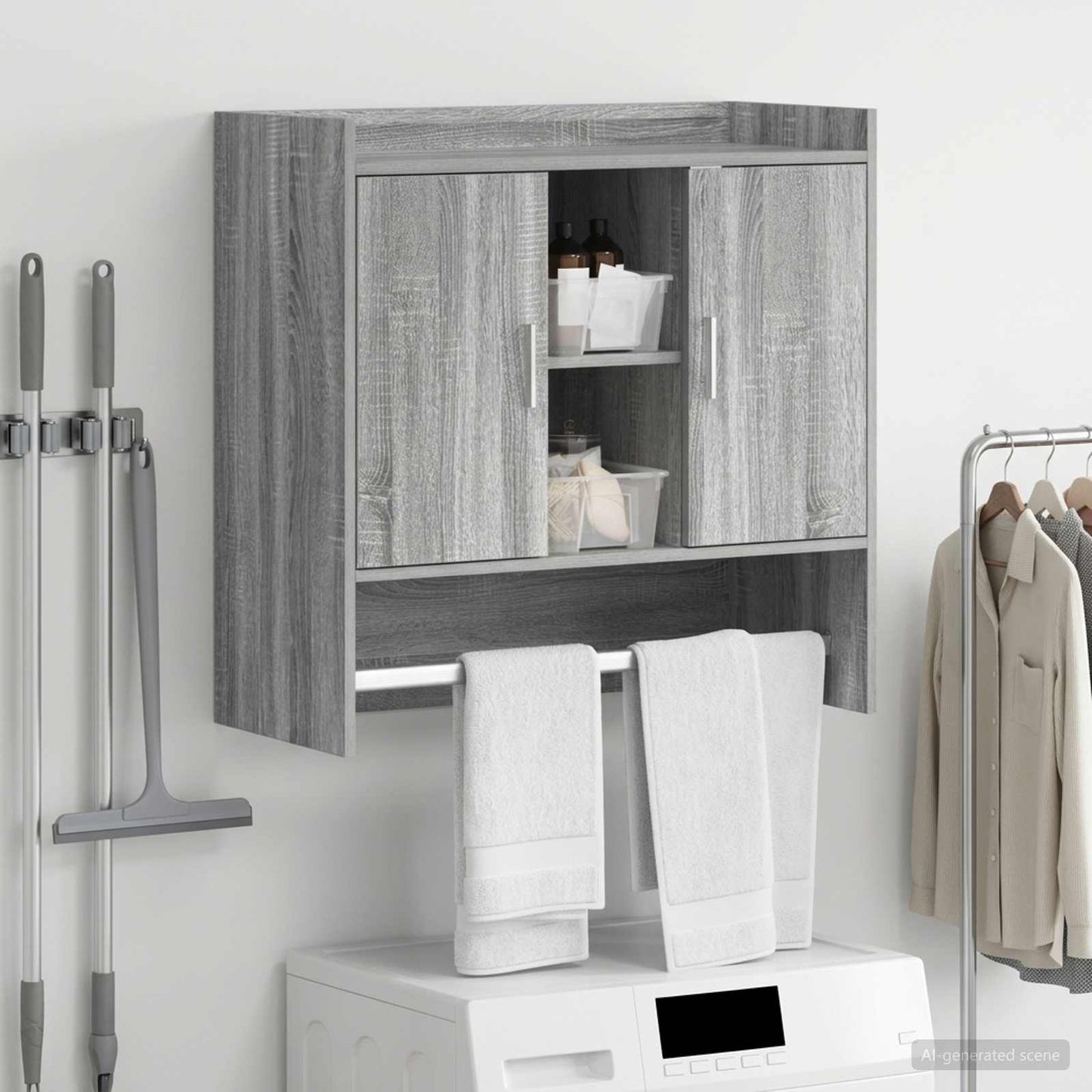 vidaXL Ράφι Τοίχου Επιτοίχιο Γκρι Sonoma 80 x 36 x 80 εκ