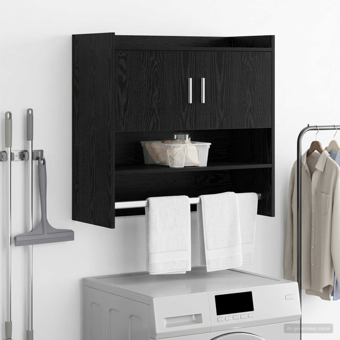 vidaXL Ράφι Τοίχου Επιτοίχιο Μαύρη Δρυς 80 x 36 x 80 εκ