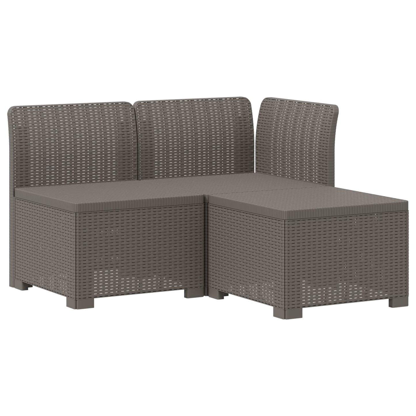 vidaXL Καναπές Κήπου 3 Θέσεων με Μαξιλάρια Ρατάν PP Ανοιχτό γκρι