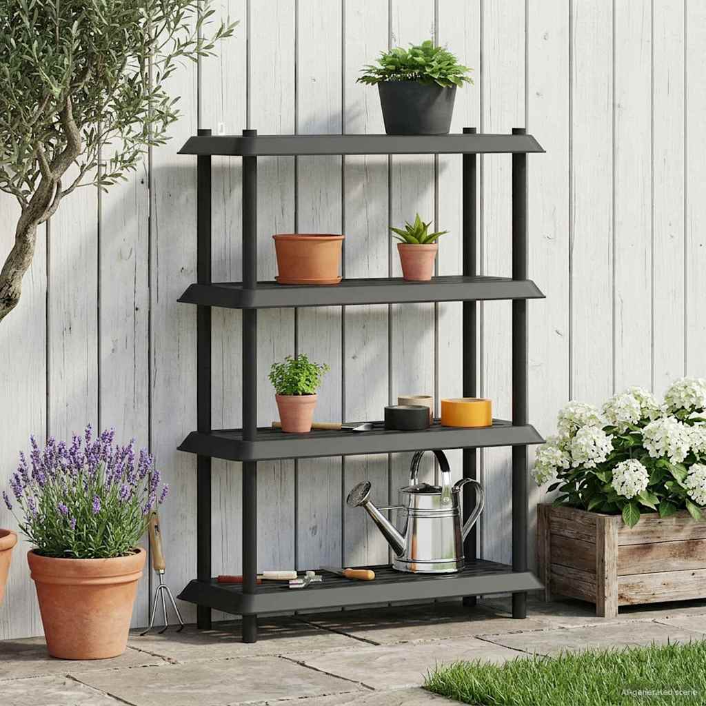 vidaXL Μονάδα Ραφιού 4 επίπεδα 100 x 40 x 136,5 εκ PP Ανθρακί
