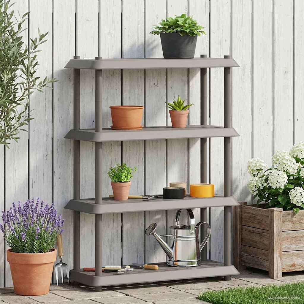 vidaXL Μονάδα Ραφιού 4 επίπεδα 100 x 40 x 136,5 εκ PP Ανοιχτό γκρι