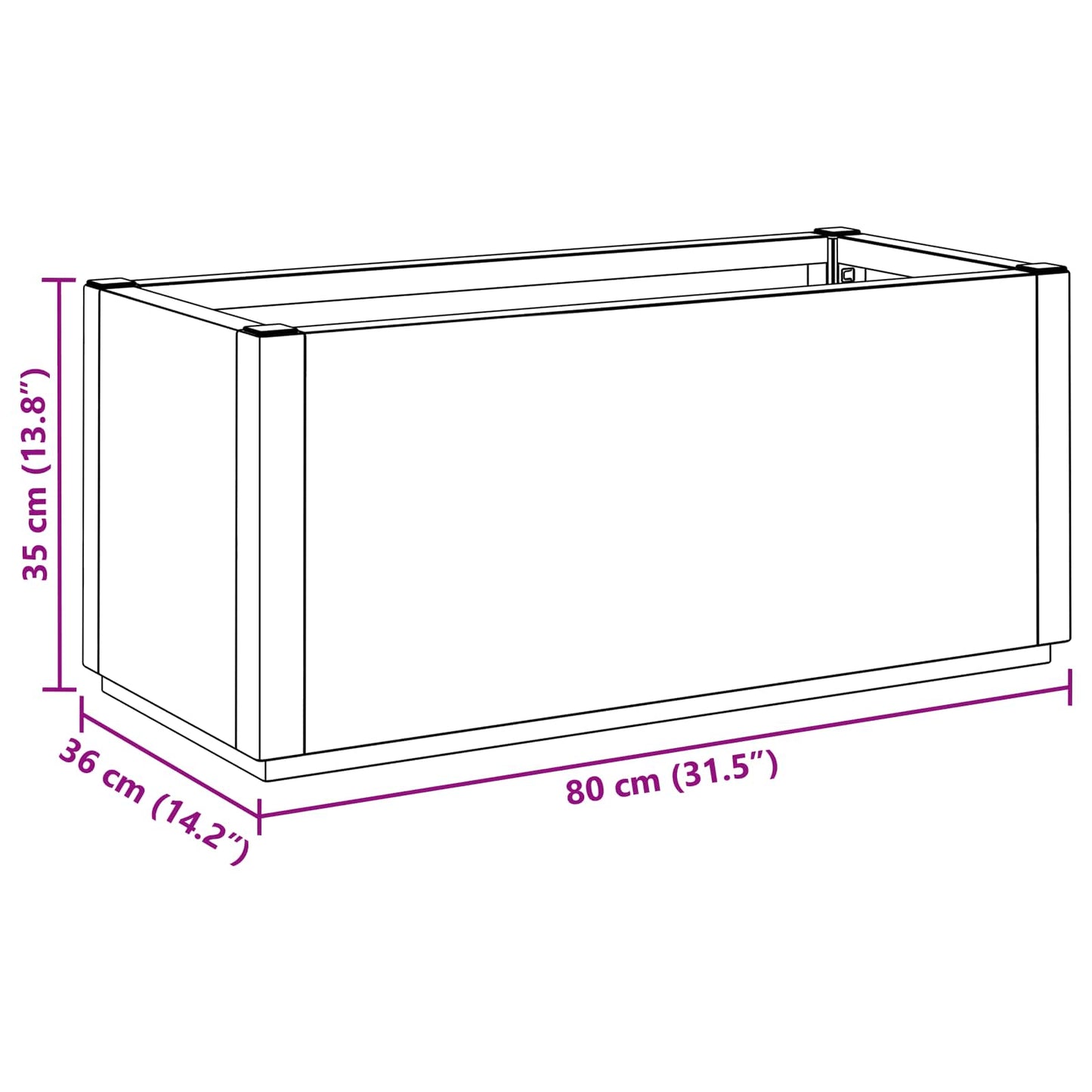 vidaXL Κουτί Λουλουδιών Κήπου Πράσινο 80 x 36 x 35 εκ PP