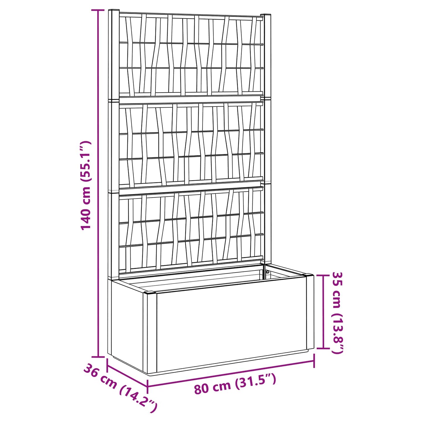 vidaXL Κηποτινάκι με Τρέλα Πράσινο 80 x 36 x 140 εκ PP