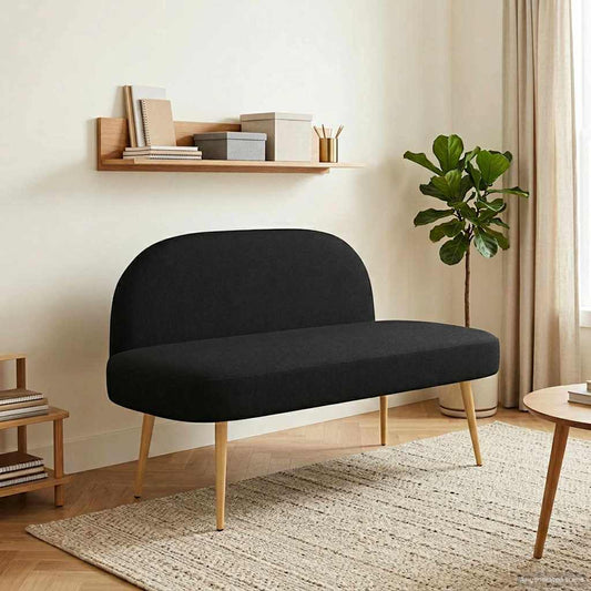 vidaXL Δερμάτινος Πάγκος με Πλάτη Μαύρο 110 x 60 x 76 cm Πολυεστέρας
