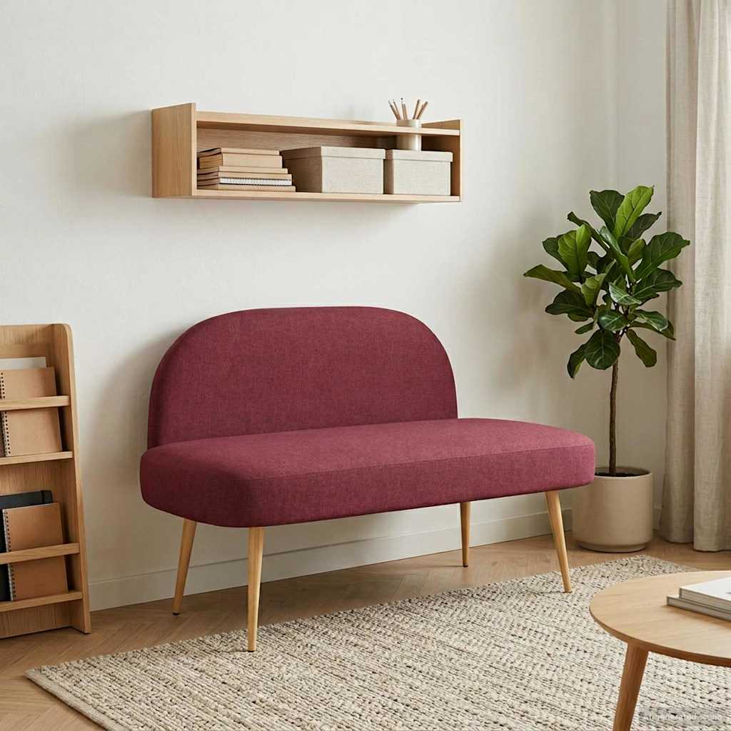 vidaXL Δερμάτινος Πάγκος με Πλάτη Μπορντό 110 x 60 x 76 cm Πολυεστέρας