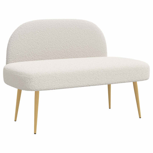 vidaXL Δερμάτινος Πάγκος με Πλάτη Κρεμ 110 x 60 x 76 cm Μπουκλέ