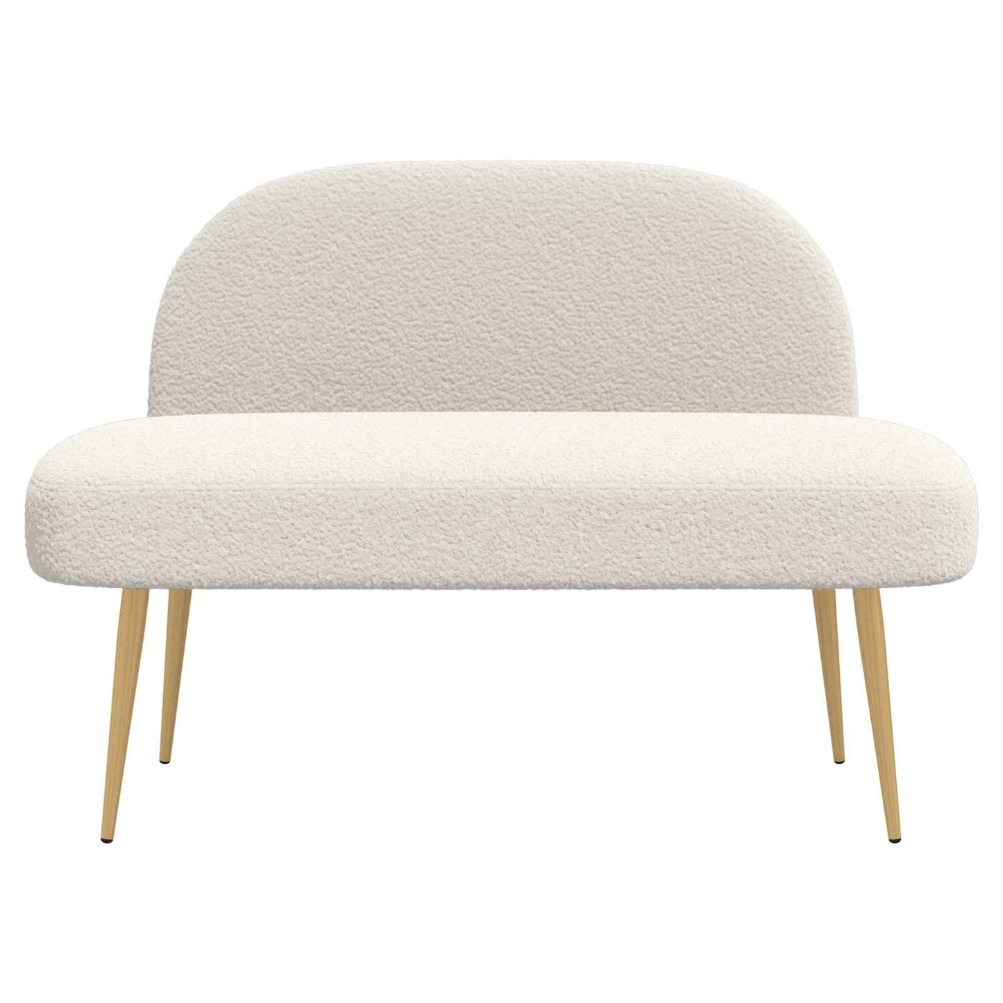 vidaXL Δερμάτινος Πάγκος με Πλάτη Κρεμ 110 x 60 x 76 cm Μπουκλέ