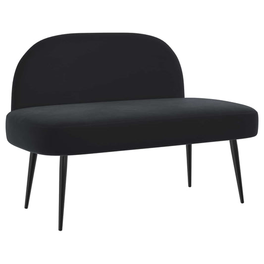 vidaXL Δερμάτινος Πάγκος με Πλάτη Μαύρο 110 x 60 x 76 cm Βελούδο