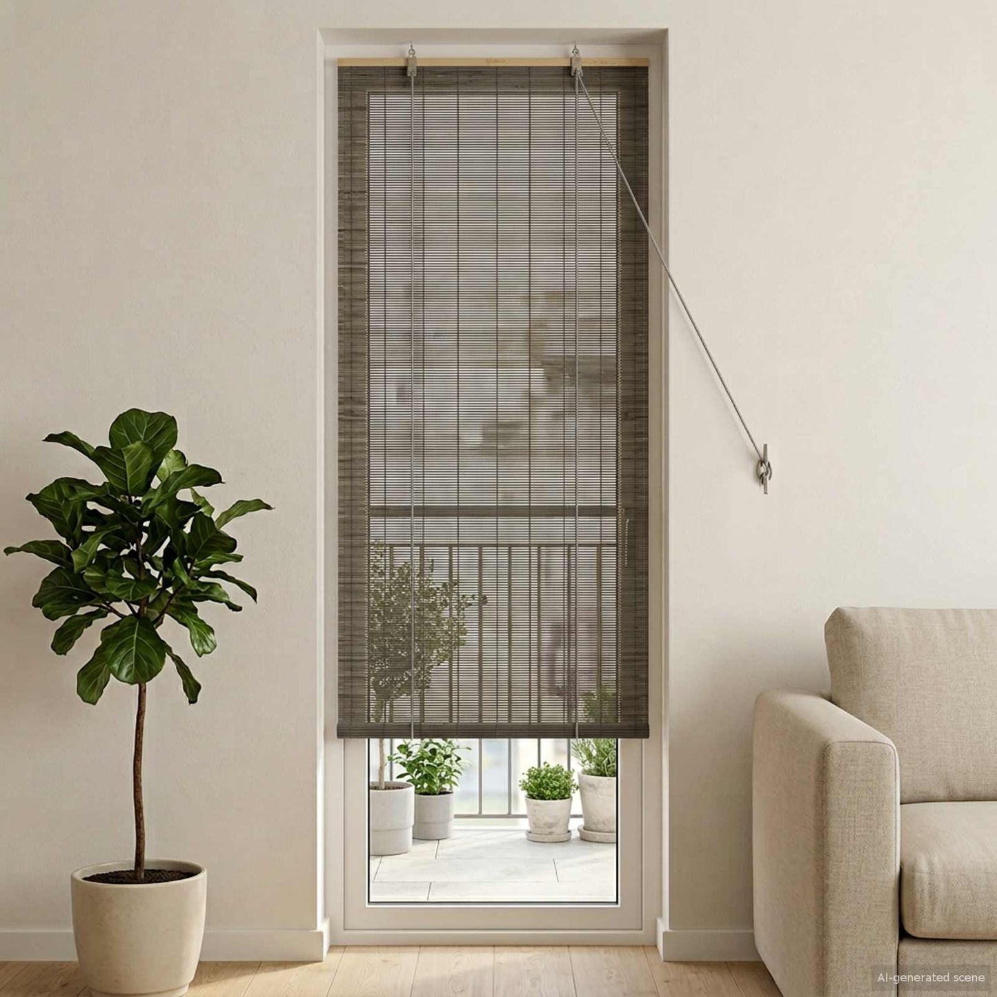 vidaXL Ρόλερ (στόρι) Γκρι 40 x 220 cm Μπαμπού