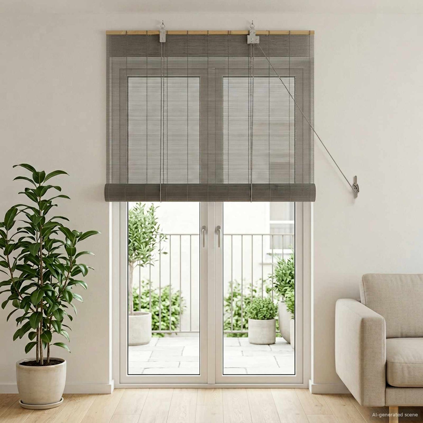 vidaXL Ρόλερ (στόρι) Γκρι 100 x 220 cm Μπαμπού