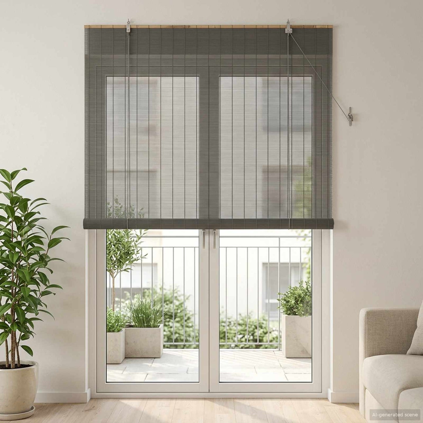 vidaXL Ρόλερ (στόρι) Γκρι 150 x 220 cm Μπαμπού