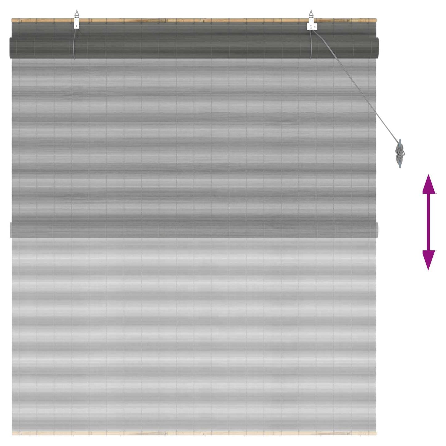 vidaXL Ρόλερ (στόρι) Γκρι 160 x 160 cm Μπαμπού