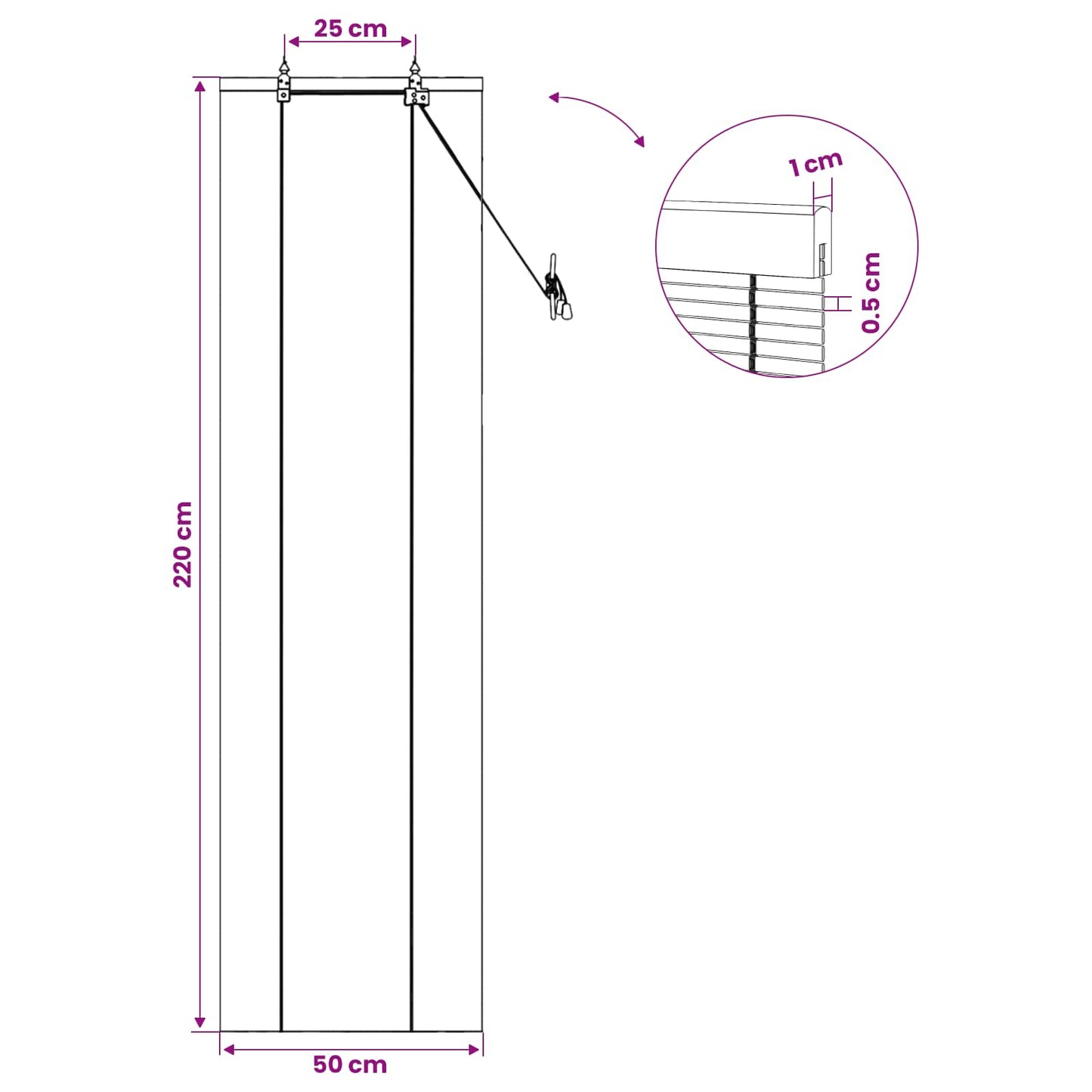 vidaXL Ρόλερ (στόρι) Καφέ 50 x 220 εκ Μπαμπού