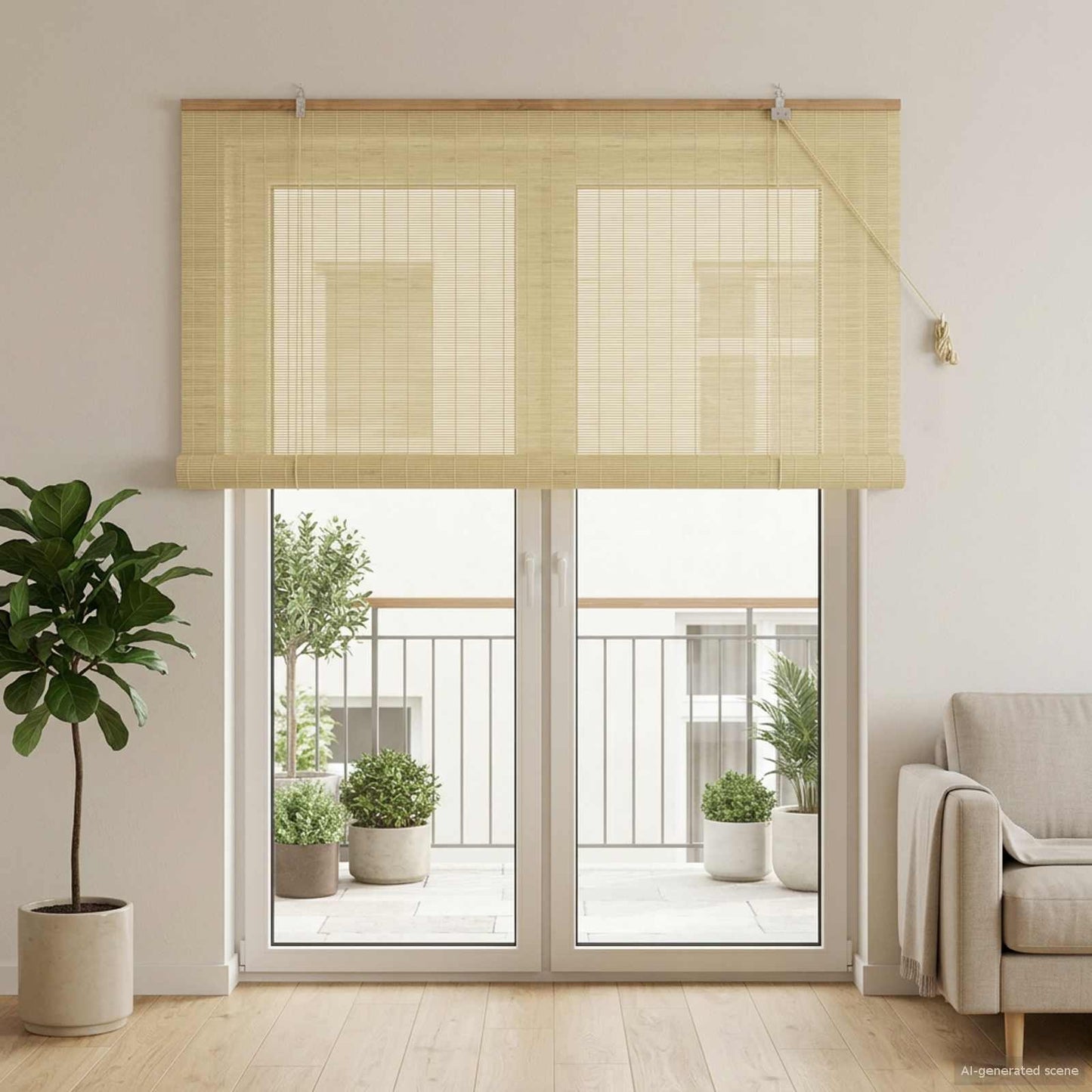 vidaXL Ρόλερ (στόρι) Φυσικό 130 x 220 εκ Μπαμπού